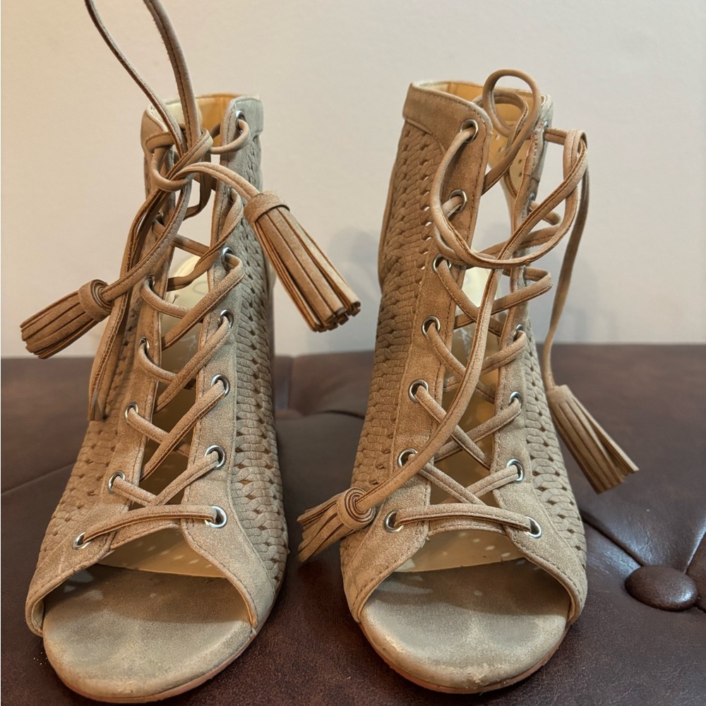 Jessica Simpson Tan Lace-Up Boots